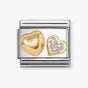 Gold heart and rounded heart