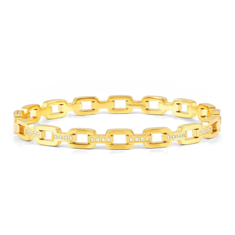 Pretty Bangles Yellow Gold CZ Medium Bangle