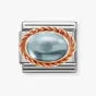 Rose gold oval light blue topaz