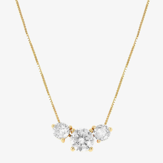 Nomination Colour Wave Yellow Gold Sterling Silver Three White Stone Necklace 149820/012