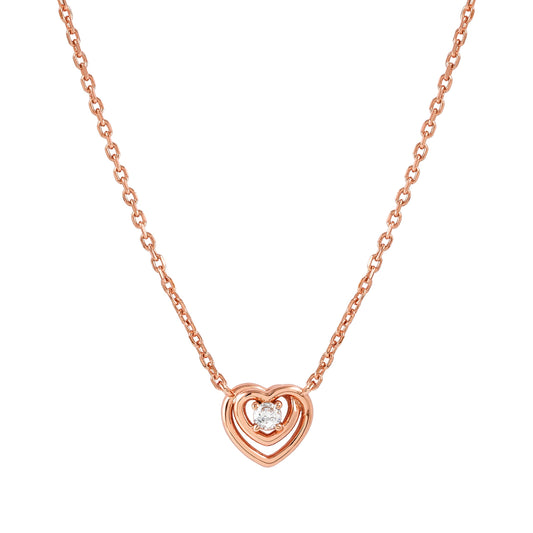 Nomination Cosmic Love Rose Gold Plated Heart CZ Necklace