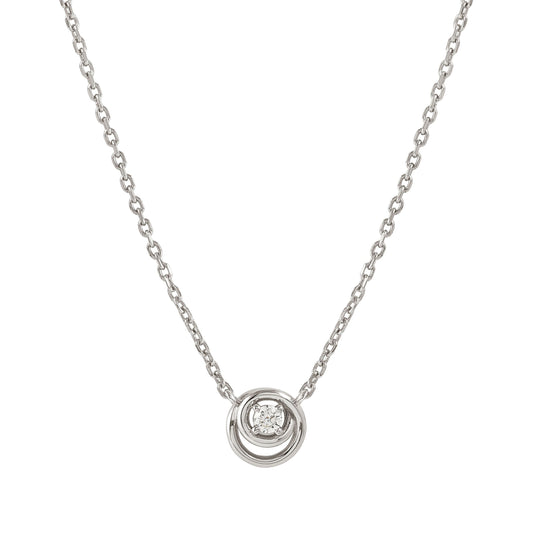 Nomination Cosmic Love White Rhodium Cubic Zirconia Circle Pendant Necklace 241706/053