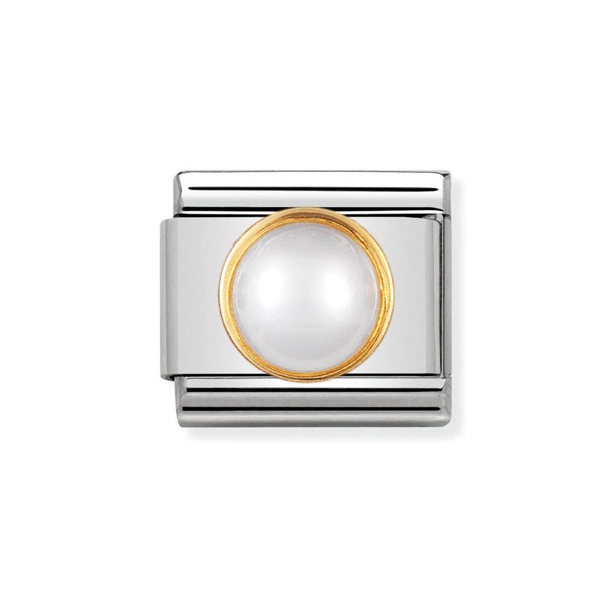 Classic 18ct Gold and White Pearl Round Charm