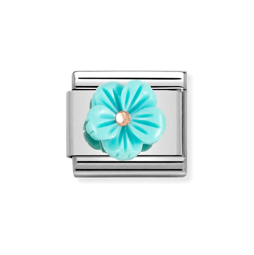 Turquoise Flower Rose Gold Charm
