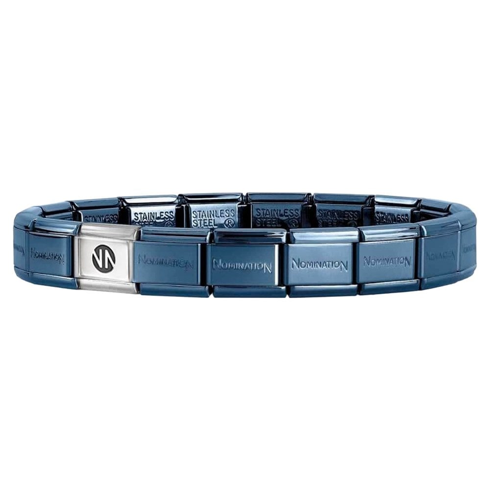 Classic Stainless Steel Blue Starter Bracelet * MUST BE PURCHASED WITH CHARM *