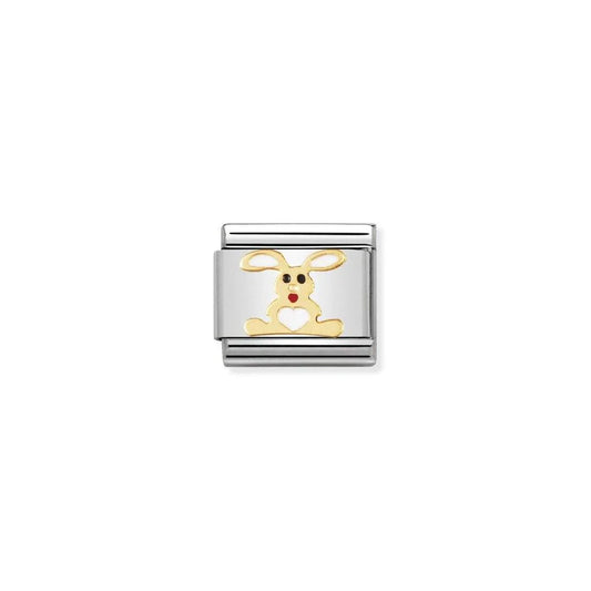 Classic Gold White Enamel Rabbit Charm