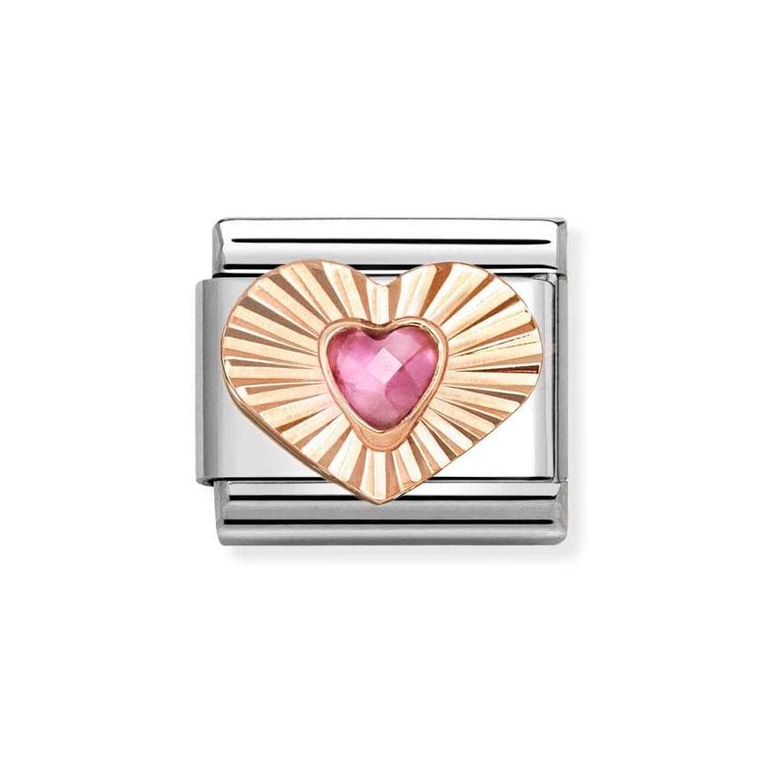 Classic Rose Gold & Pink CZ Heart Charm