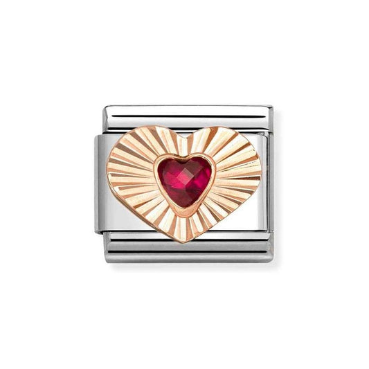 Classic Rose Gold & Red CZ Heart Charm