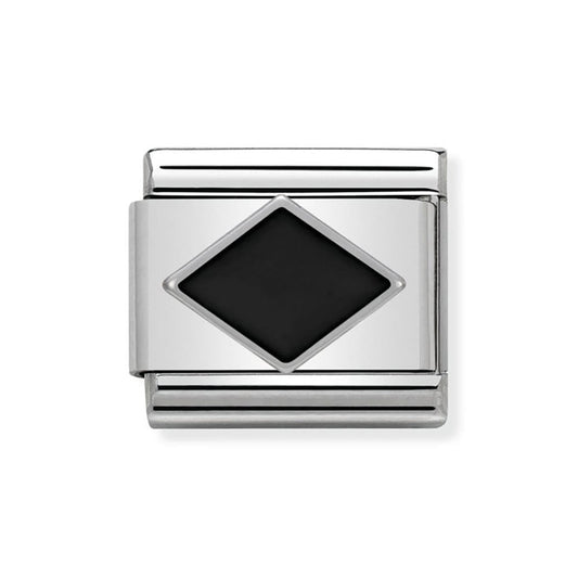 Composable Silver Black Rhombus Charm