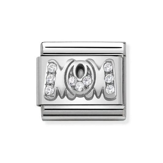 Classic Silver CZ Mom Charm