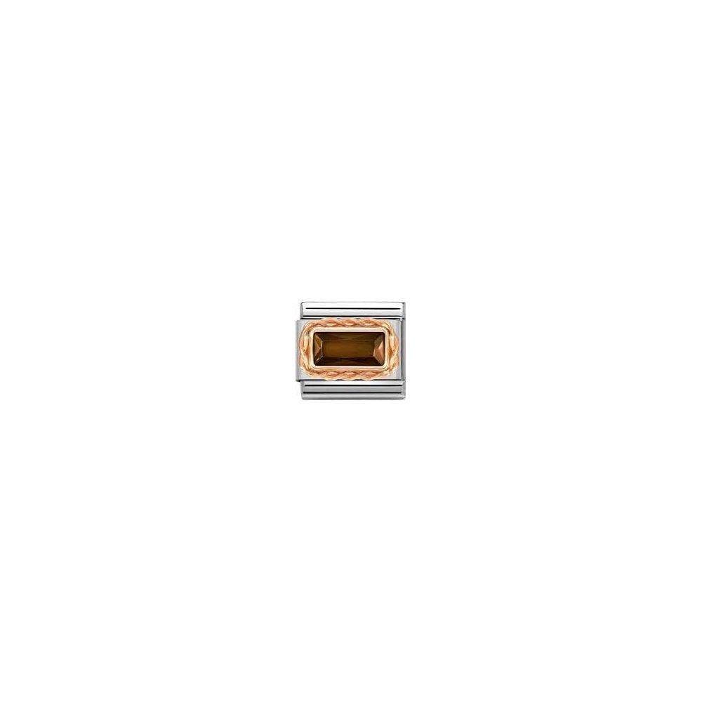 Classic Rose Gold Faceted Baguette Smokey Charm