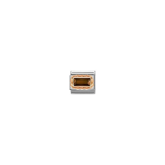 Classic Rose Gold Faceted Baguette Smokey Charm