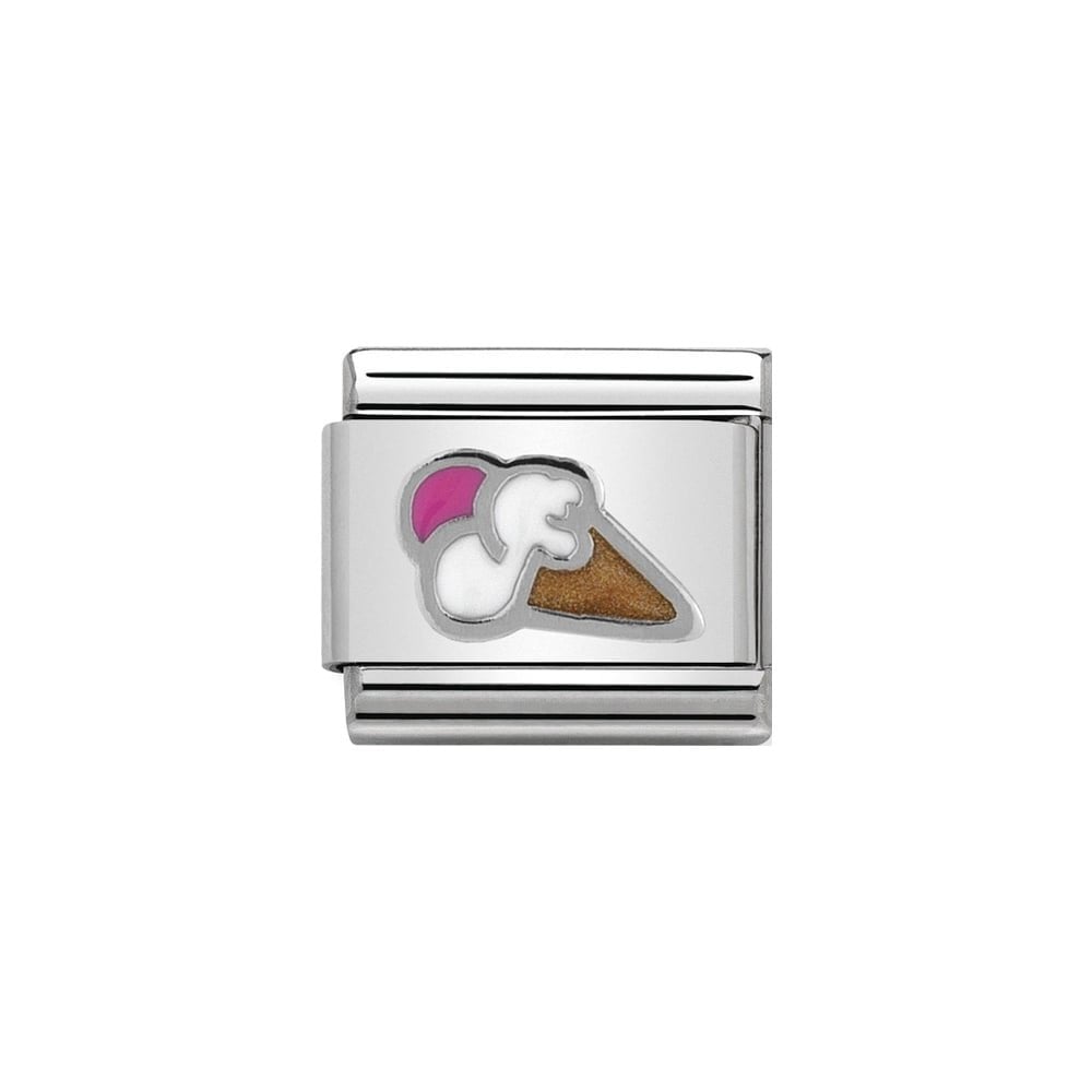 Silver Pink Ice Cream Cone Charm