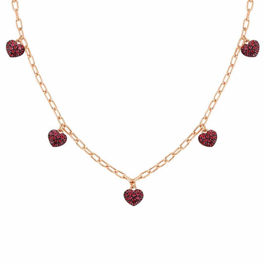 Easychic Rose Gold Plated Red Hearts Necklace