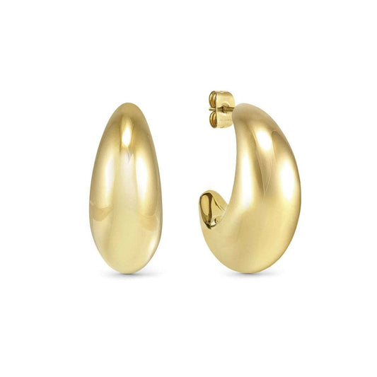 Ecclettica Earrings in Steel (Medium Moon) Yellow Gold