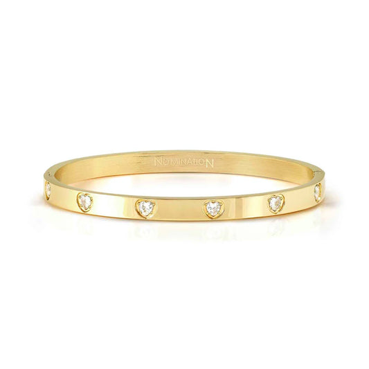Pretty Gold Bangle with Heart Cubic Zirconia