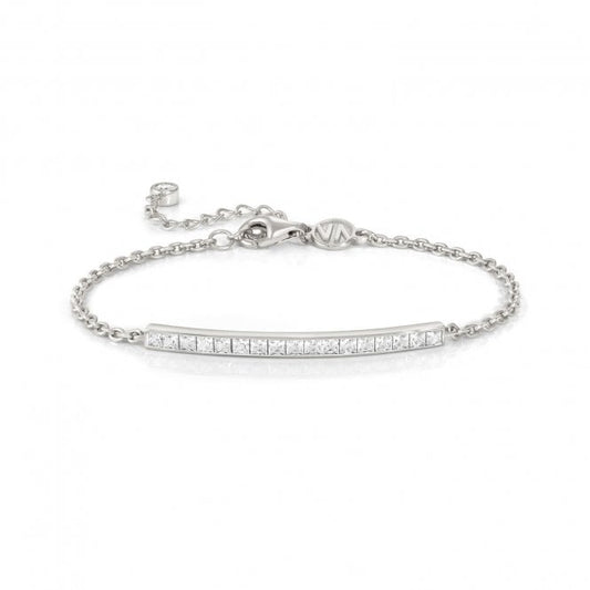 Carismatica Silver Princess Cut CZ Bar Bracelet