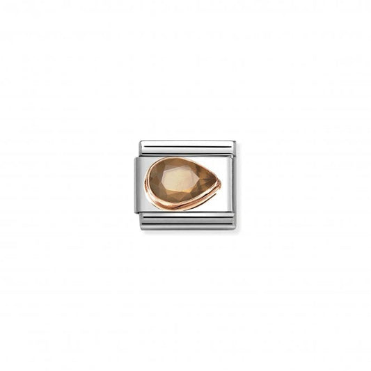 Classic Rose Gold Champagne Faceted Right Drop Charm