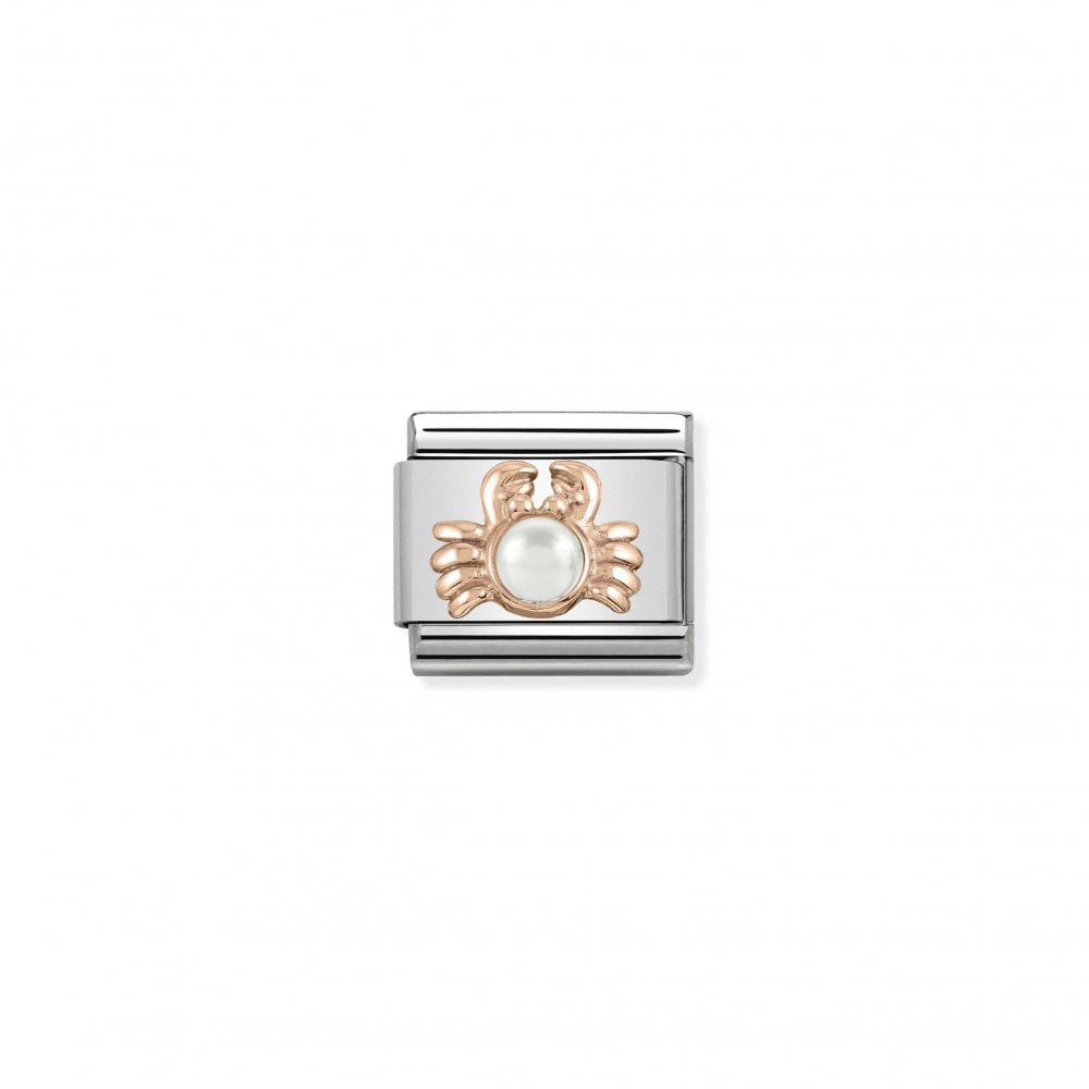 Rose Gold Pearl Crab Charm