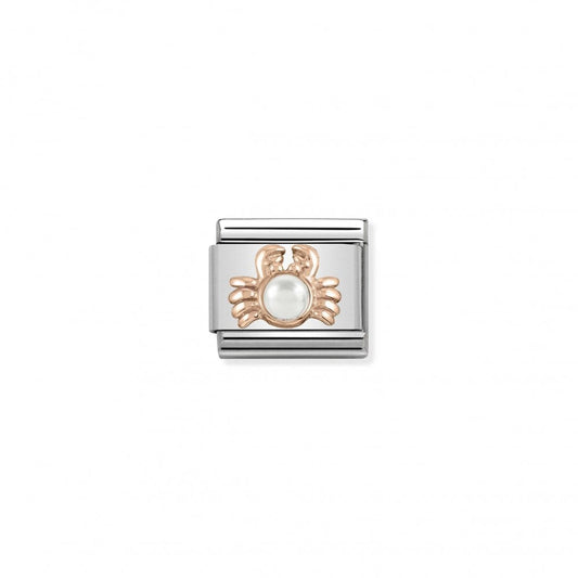 Rose Gold Pearl Crab Charm
