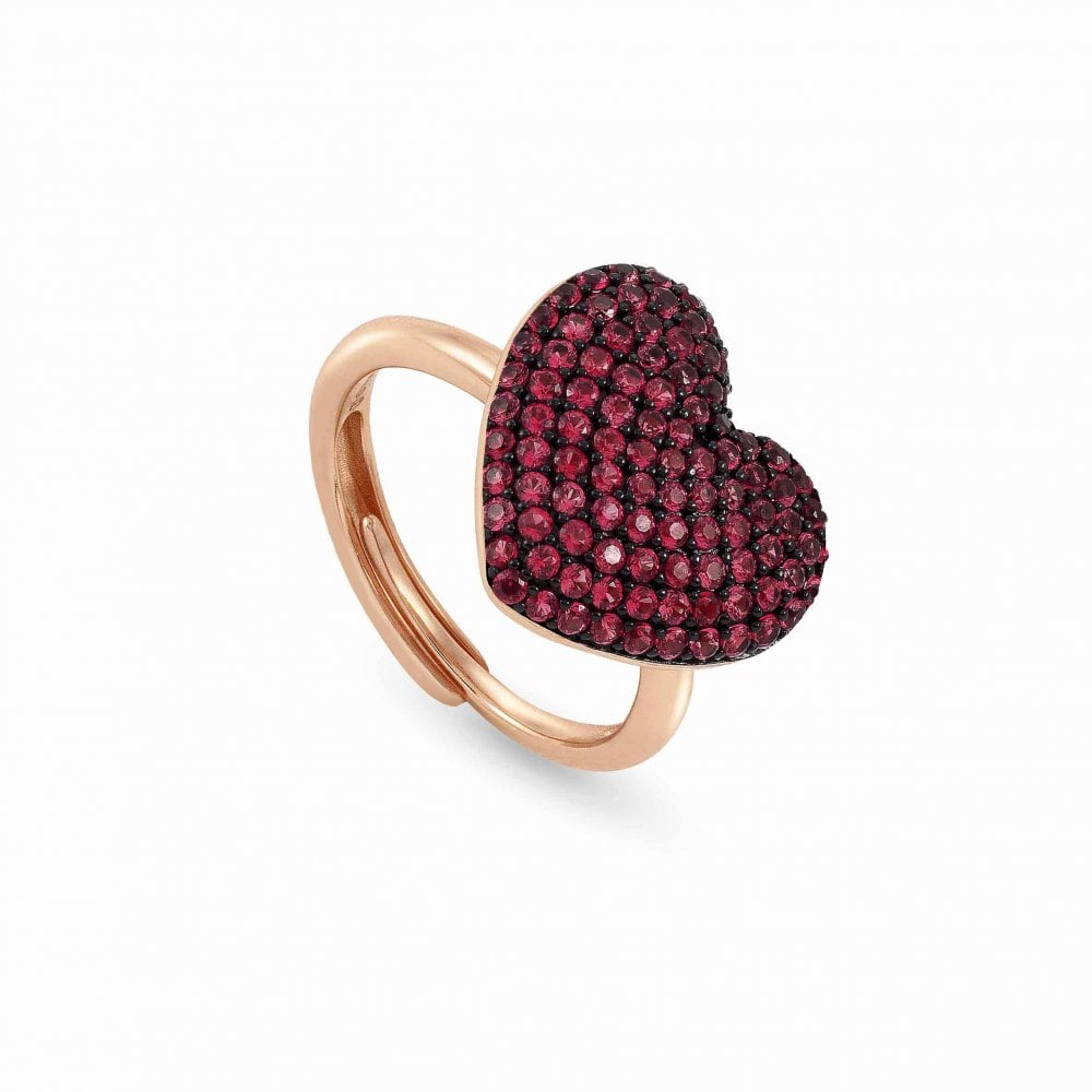 Easychic Rose Gold Plated Red CZ Heart Ring