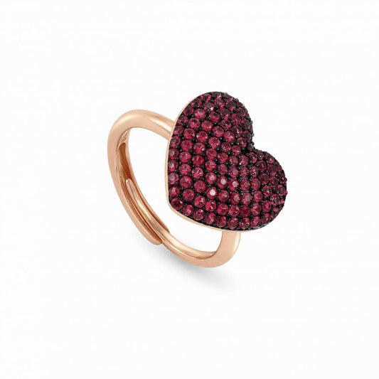 Easychic Rose Gold Plated Red CZ Heart Ring