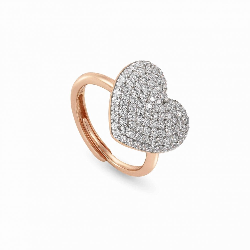 Easychic Rose Gold Plated White CZ Heart Ring