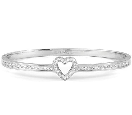 PRETTY BANGLE silver cz heart (S)