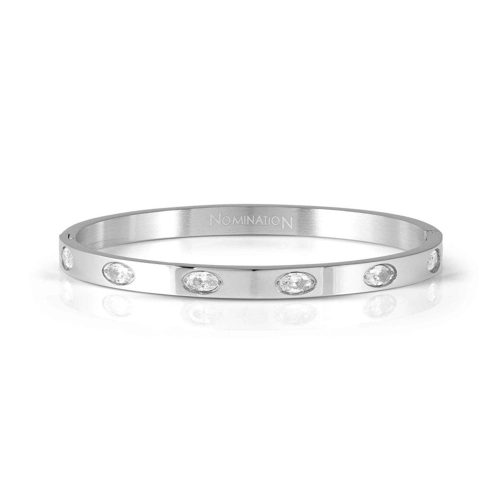 Pretty Bangles Steel Oval CZ Small Bangle