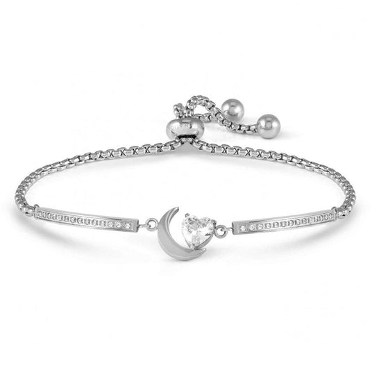 Milleluci Refined Bracelet in Stainless Steel and Cubic Zirconia Moon