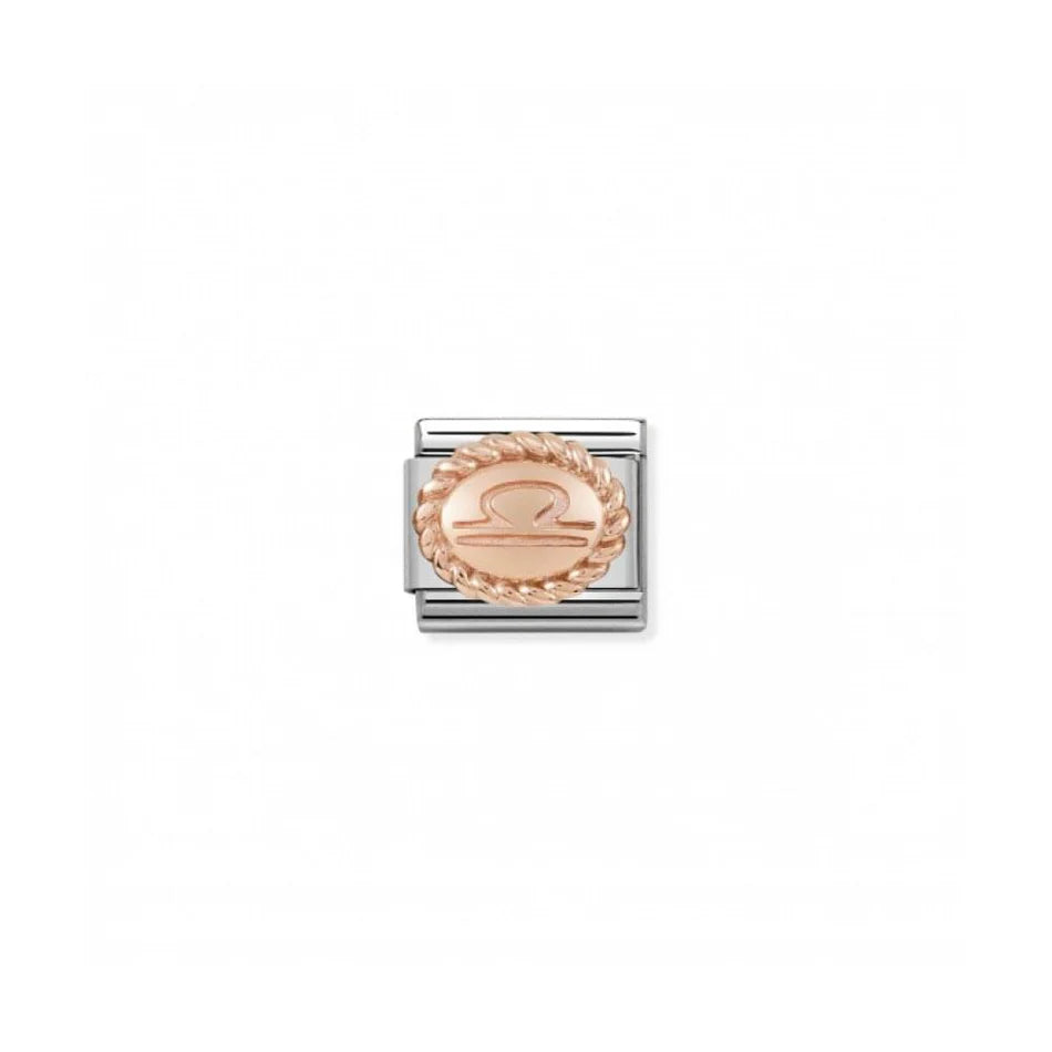 Classic Rose Gold Oval Zodiac Libra Charm