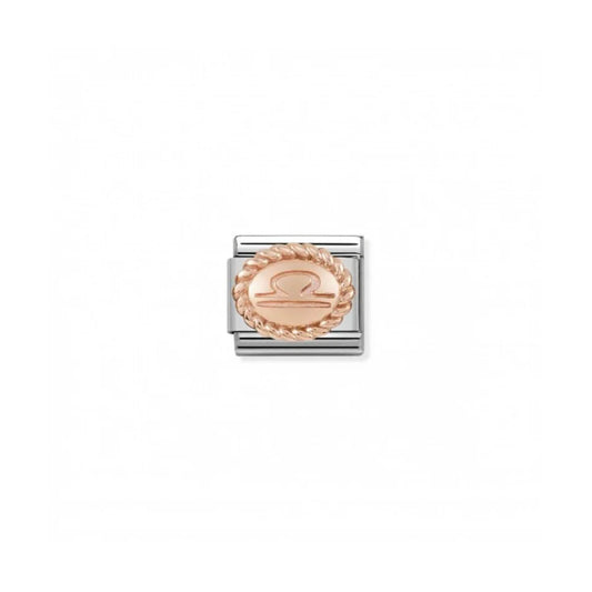 Classic Rose Gold Oval Zodiac Libra Charm