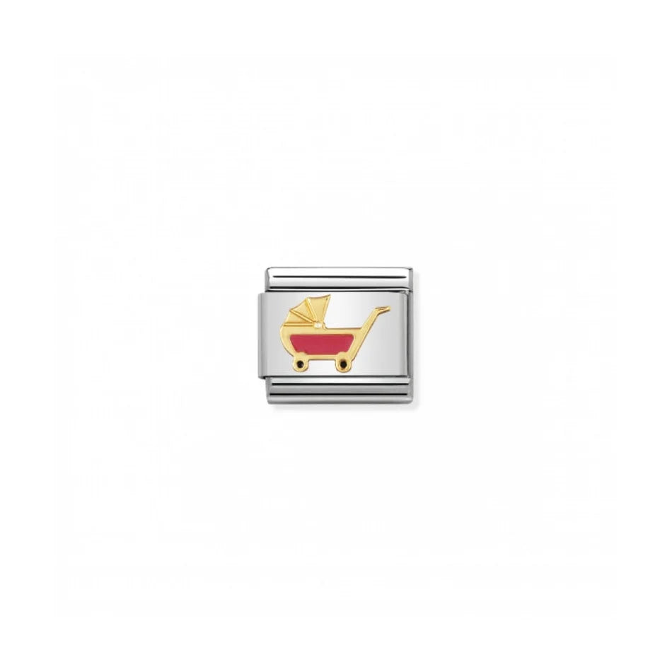 Gold Pink Pram Charm
