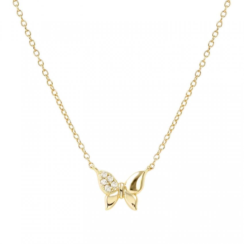 Petit Sparkle Silver Gold Plated Butterfly Necklace