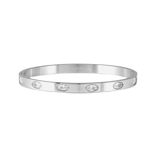 Pretty Bangles White Oval Stainless Steel Bangle
