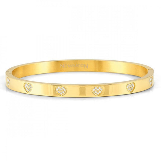 PRETTY BANGLE yellow gold with CZ hearts