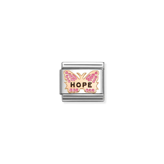 Rose Gold Composable Classic Fuchsia Butterfly Hope Charm