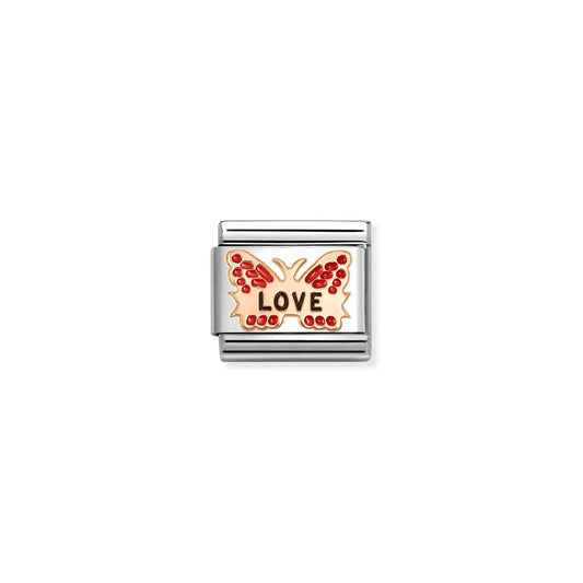 Rose Gold Composable Classic Red Butterfly Love Charm