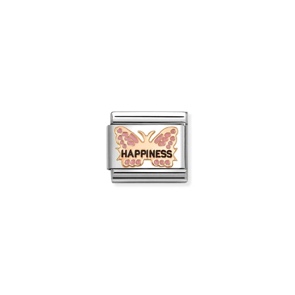 Rose Gold Composable Classic Symbols Butterfly Happiness Charm