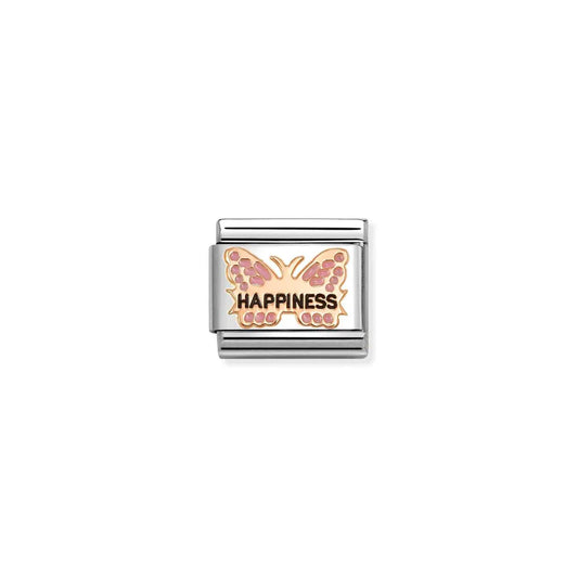 Rose Gold Composable Classic Symbols Butterfly Happiness Charm