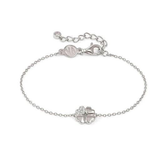 Petit Sparkle Bracelet in 925 Silver and Cubic Zirconia Four Leaf Clover