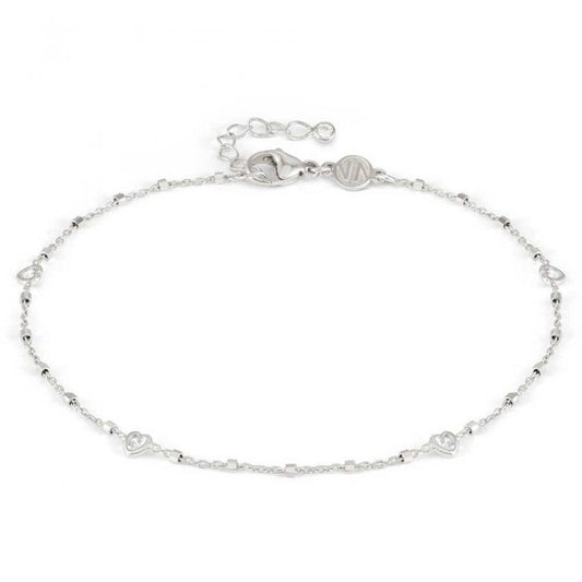 Silver Heart CZ Anklet