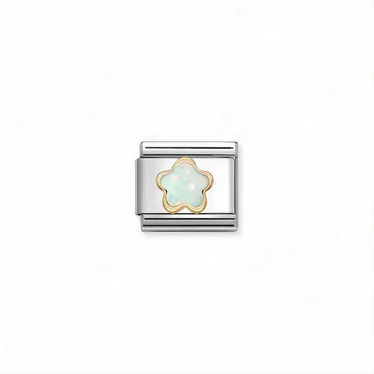 Composable Classic White Opal Stone Flower Charm