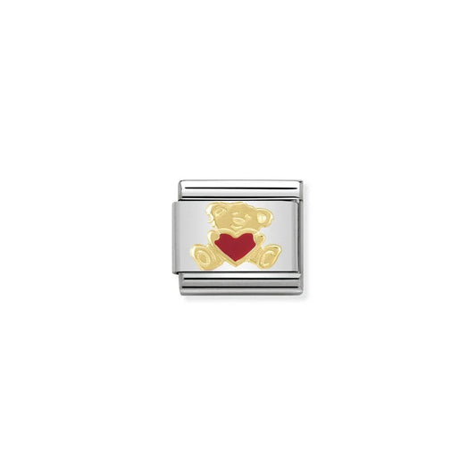 Yellow Gold Bear with Red Heart Charm