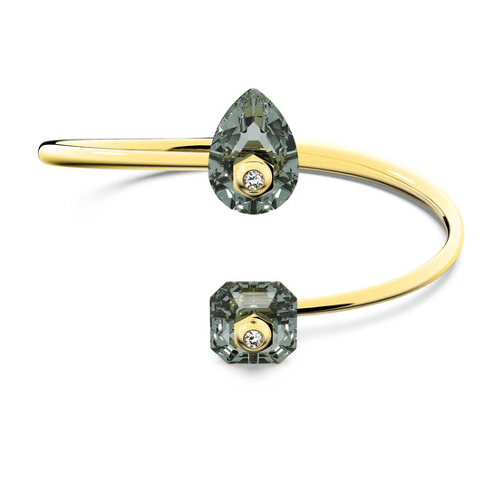 Numina bangle, Mixed cuts, Grey, Gold-tone plated, Medium