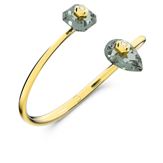 Numina bangle, Mixed cuts, Grey, Gold-tone plated, Medium