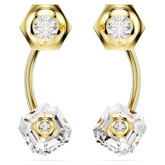 Numina earring jackets, Mixed cuts, White, Gold-tone plated