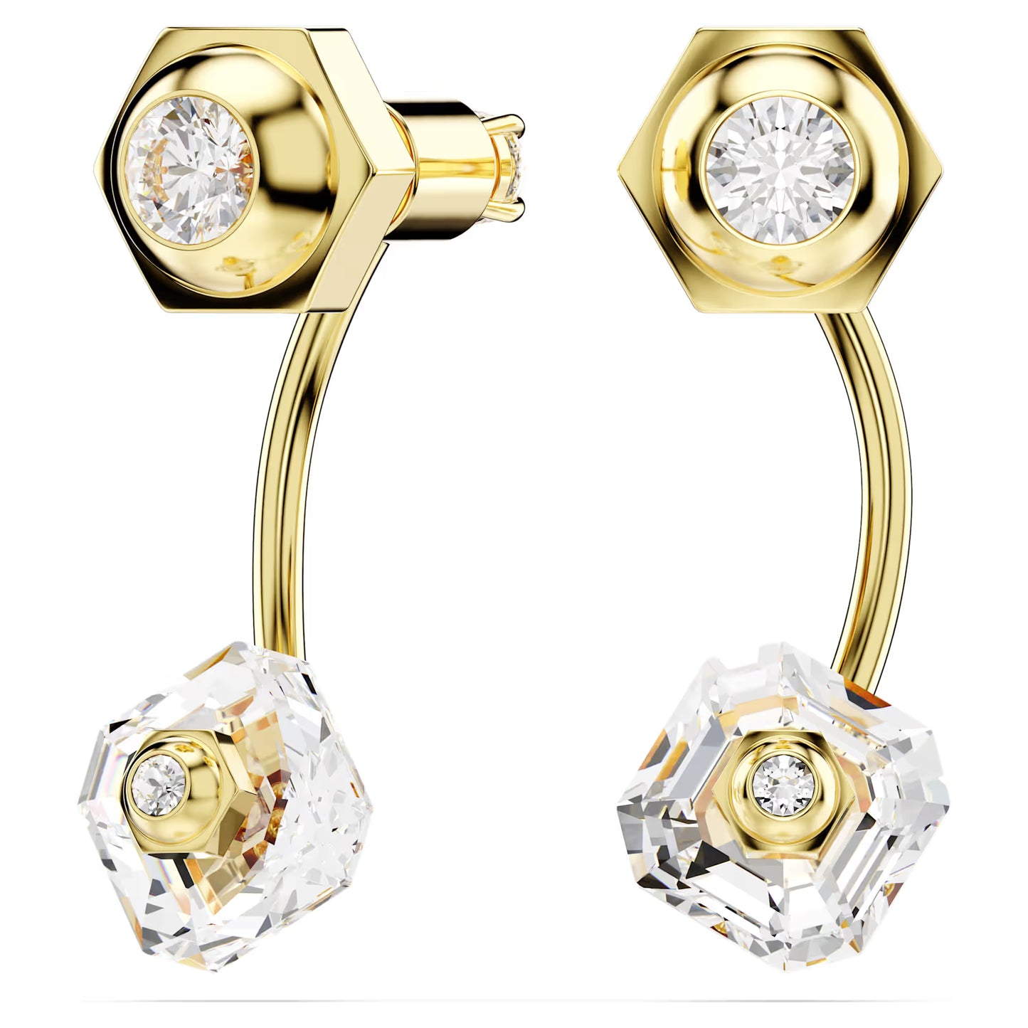 Numina earring jackets, Mixed cuts, White, Gold-tone plated