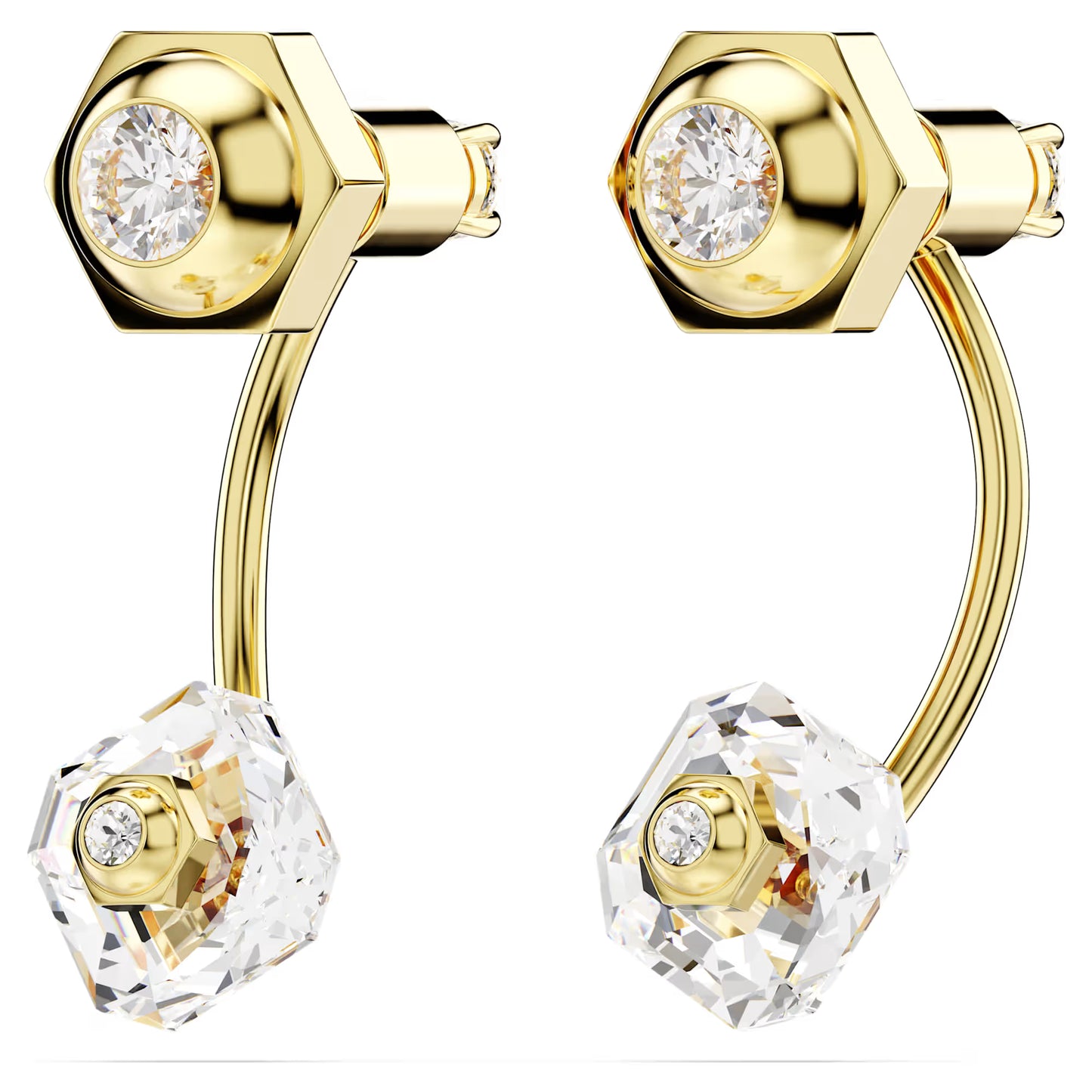 Numina earring jackets, Mixed cuts, White, Gold-tone plated