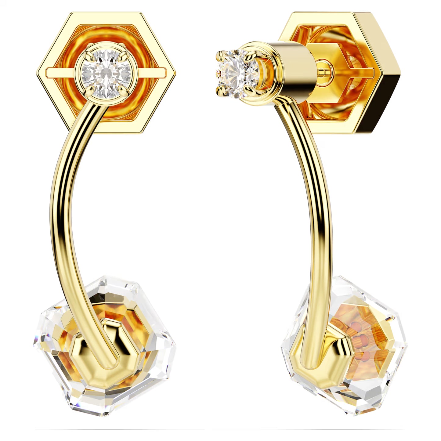 Numina earring jackets, Mixed cuts, White, Gold-tone plated